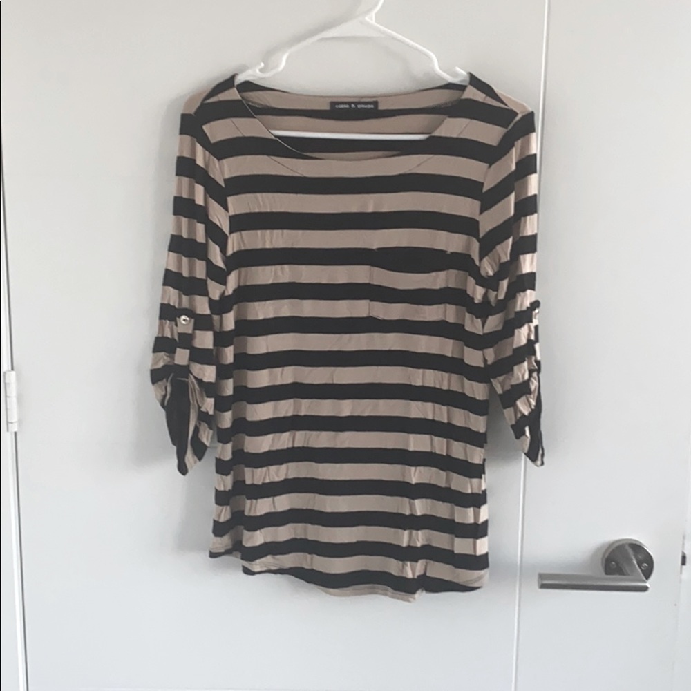 Striped 3/4 length shirt